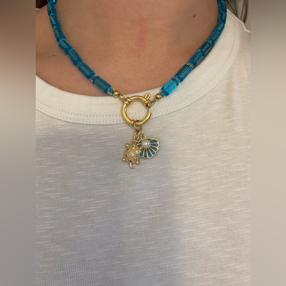 Handmade Jewelry - Handmade Costal Charm Necklace made with Glass Beads